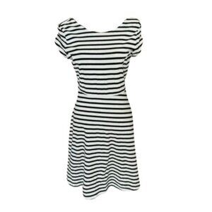 Old Navy Black & White Striped Fit & Flare Cap Sleeve Dress - LNC